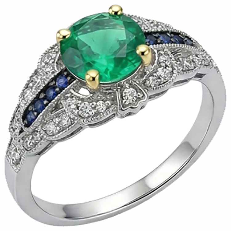 Bague Pierre Précieuse 14K avec Émeraude Colombienne – vue de profil