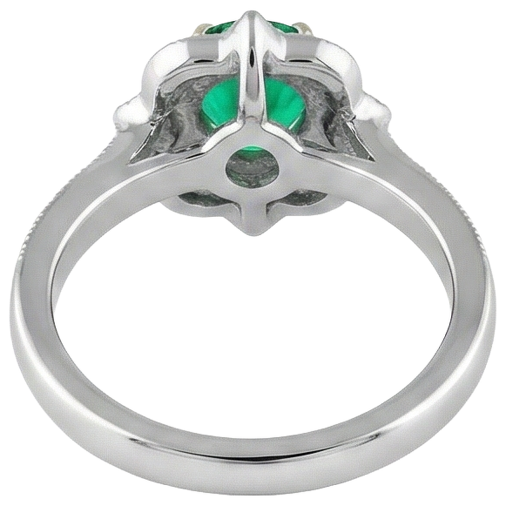 Émeraude Colombienne Bague avec Gemme 1,50 carats Or 14K Bicolore – vue de profil