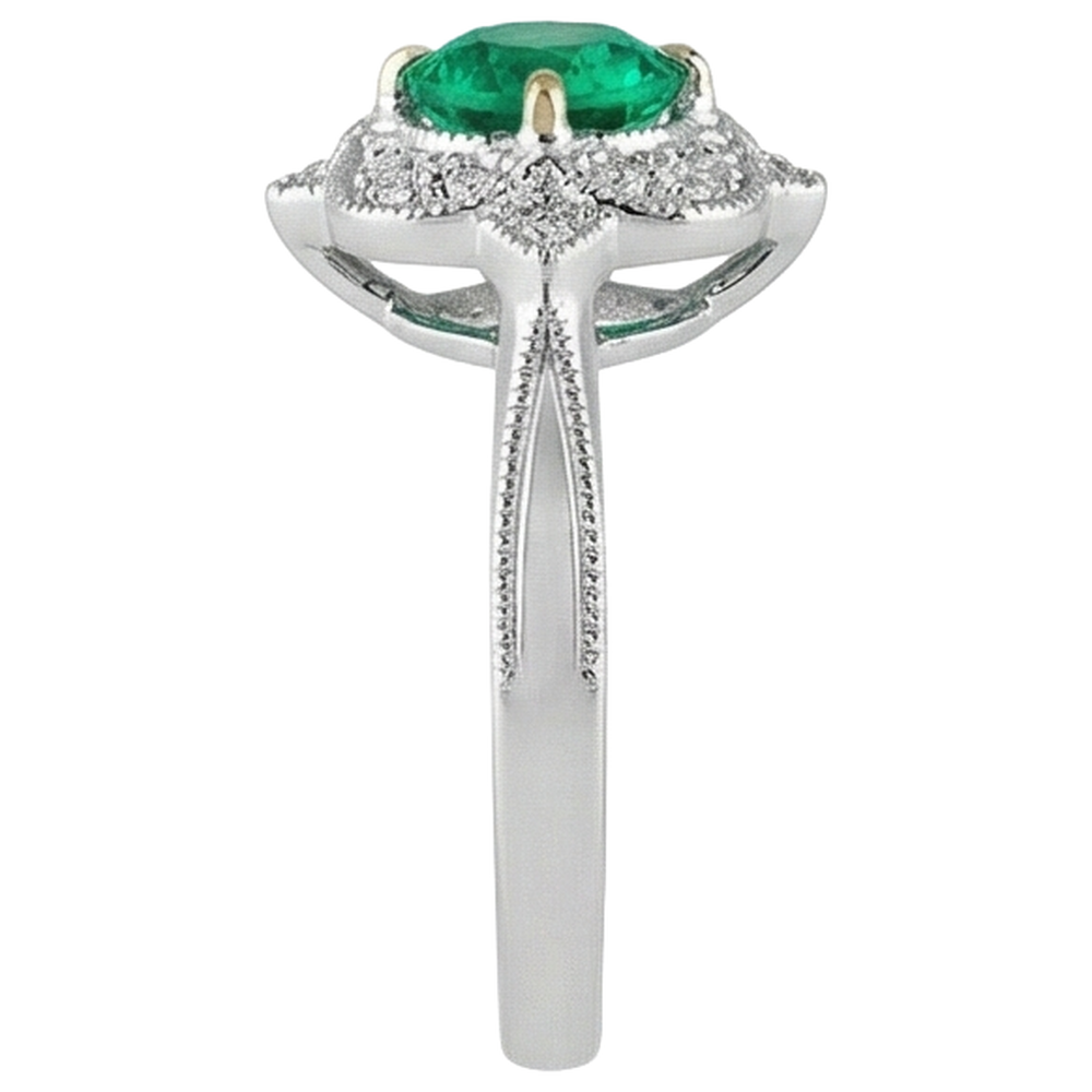 Émeraude Colombienne Bague avec Gemme – vue d'angle