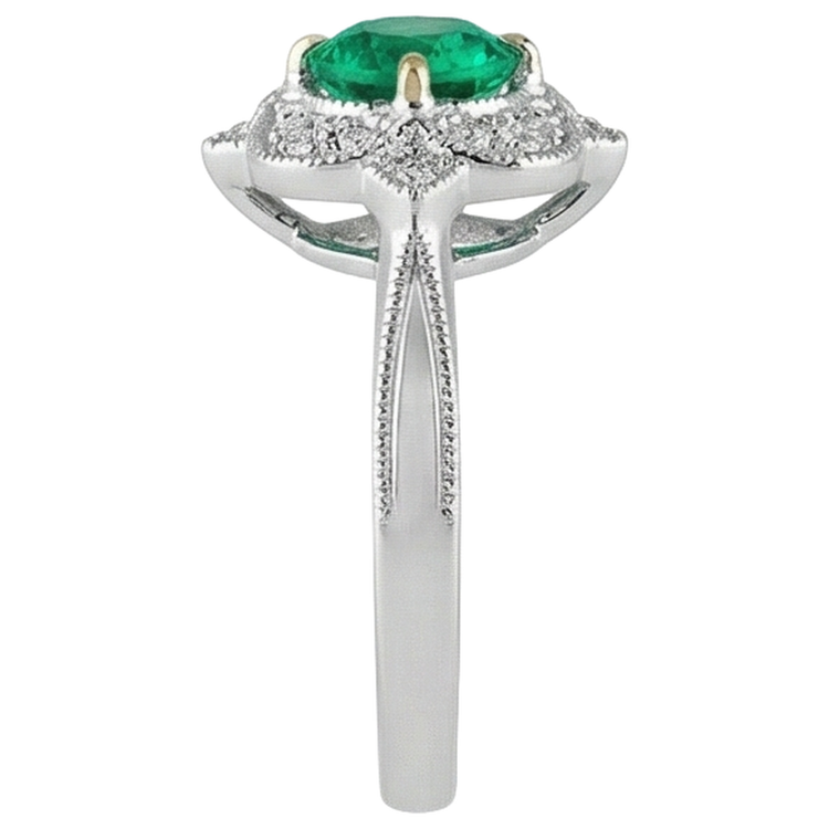 Émeraude Colombienne Bague avec Gemme – vue d'angle