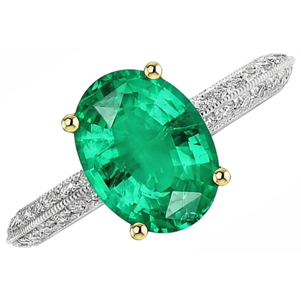 Émeraude Fine Bague Pierre Précieuse – vue de côté