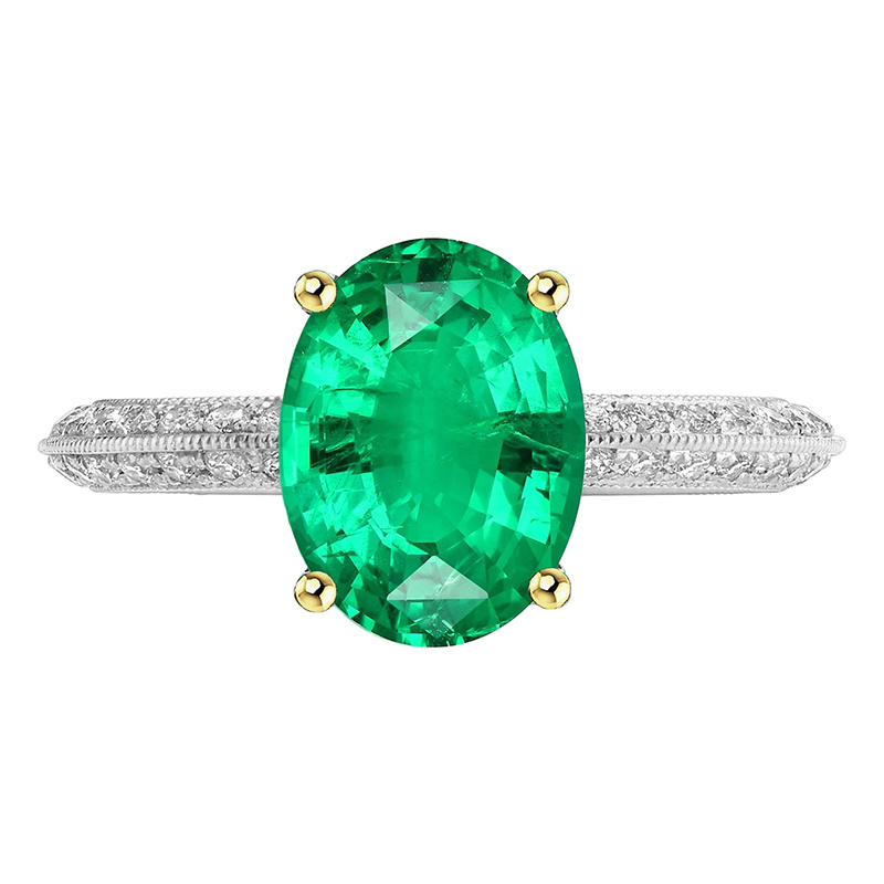 Fait à la main Émeraude Fine Bague Pierre Précieuse 3,50 carats – vue principale