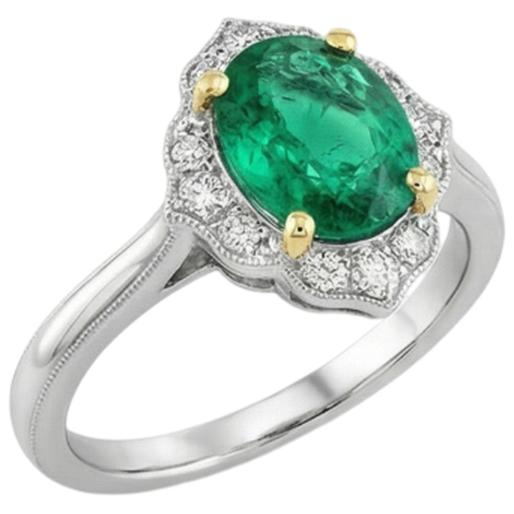 Émeraude Colombienne Bague Pierre de Couleur – vue de dessus