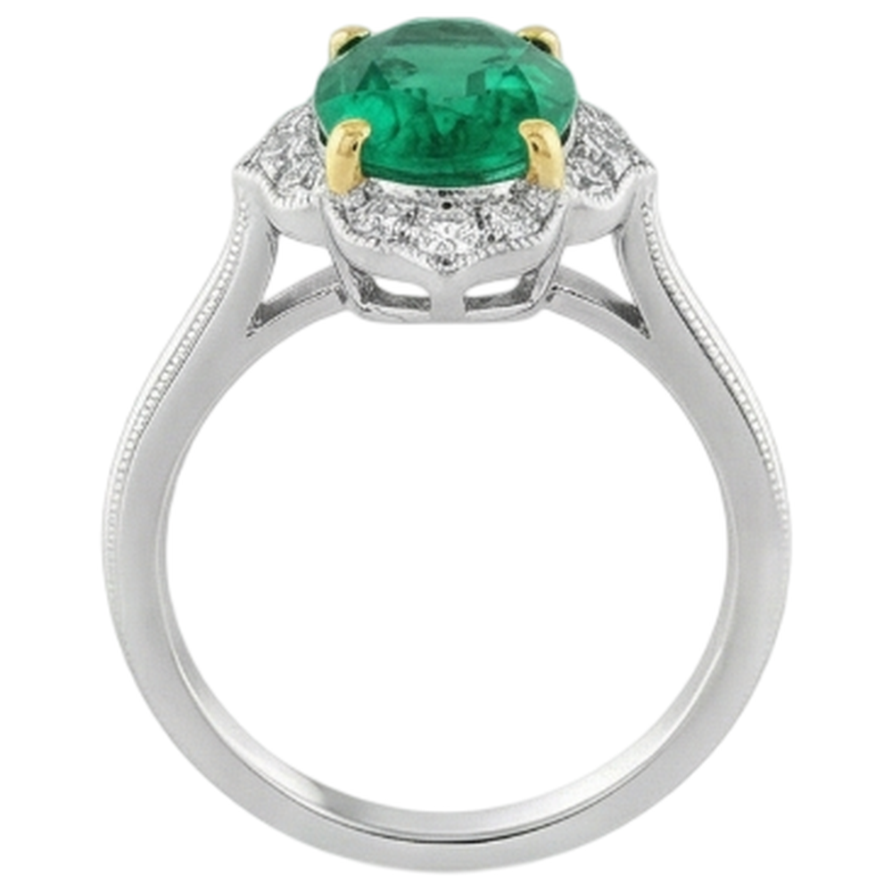 Émeraude Colombienne Bague Pierre de Couleur 2 carats Or Deux Tons 14 Carats – vue détaillée