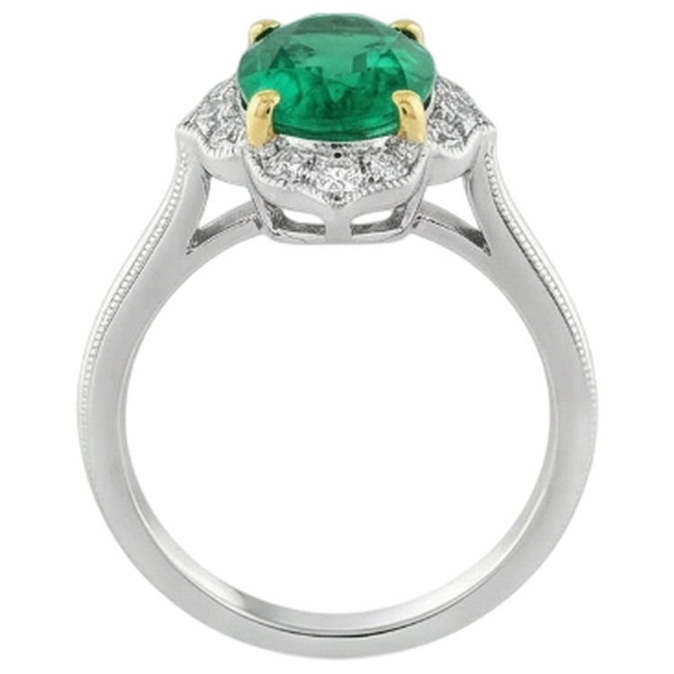 Émeraude Colombienne Bague Pierre de Couleur 2 carats Or Deux Tons 14 Carats – vue détaillée