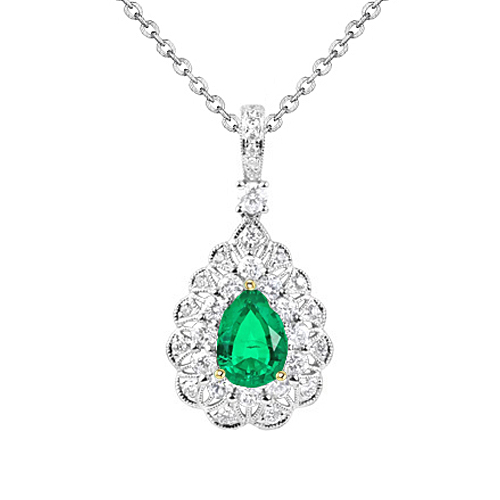 Goutte Émeraude Fine bague en Or 14K Bicolore – vue principale