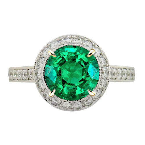 Bague avec Gemme Or 14K Bicolore avec Émeraude – vue principale