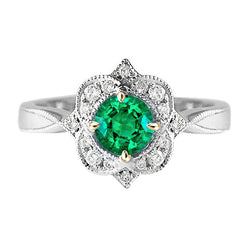 Émeraude Colombienne taille Taille Brillant Bague avec Gemme