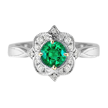 Émeraude Colombienne Bague avec Gemme 1,50 carats Or 14K Bicolore – vue principale