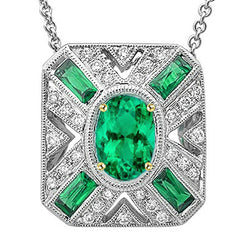 Émeraude Fine Collier Pendentif Pierre de luxe – 3 carats Or