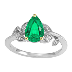 Émeraude Fine Bague Pierre de Couleur fait main 1 carats