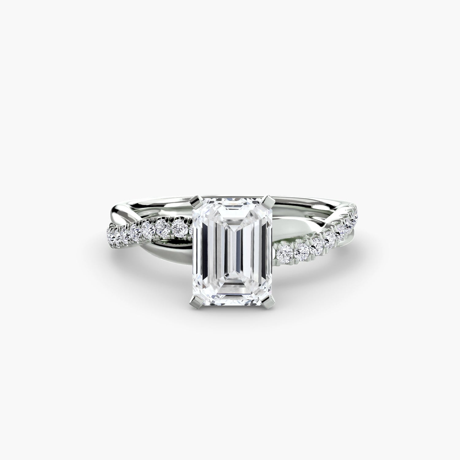 Taille Brillant Émeraude Fine bague en Gold – vue de dessus