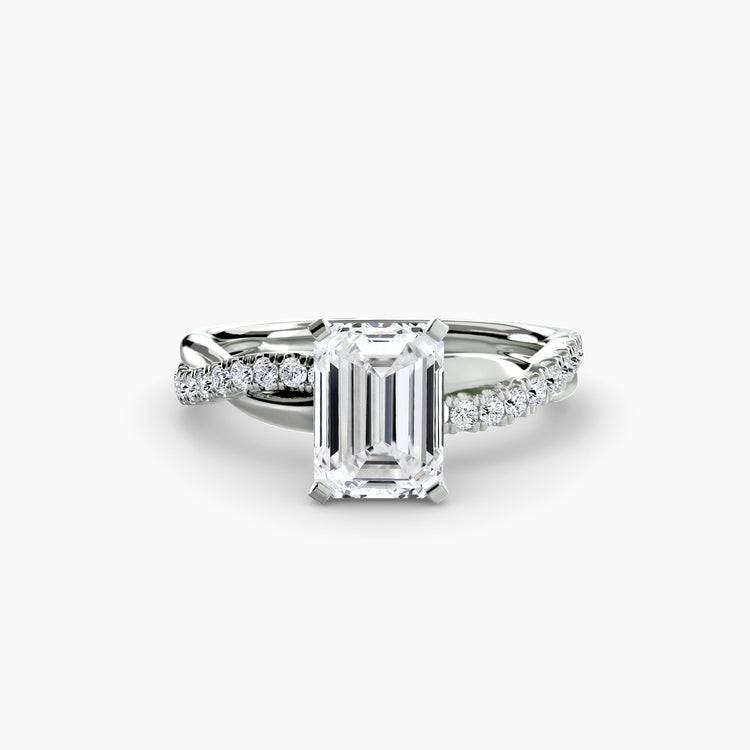 Taille Brillant Émeraude Fine bague en Gold – vue de dessus