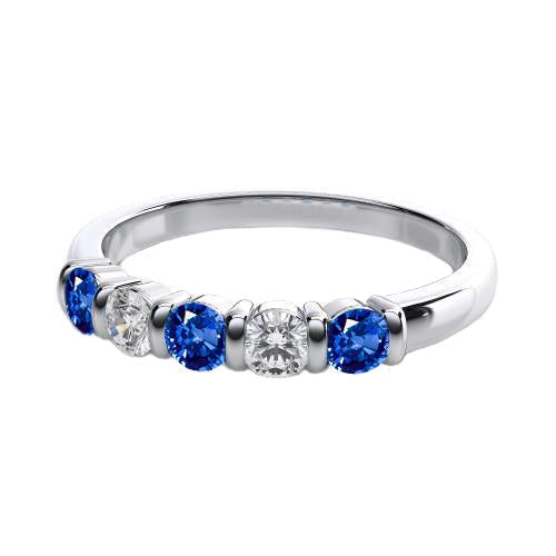 WG 14K Round Cut Ceylan Saphir Diamond Five Stone Ring 1.75 Ct. - HarryChadEnt.FR