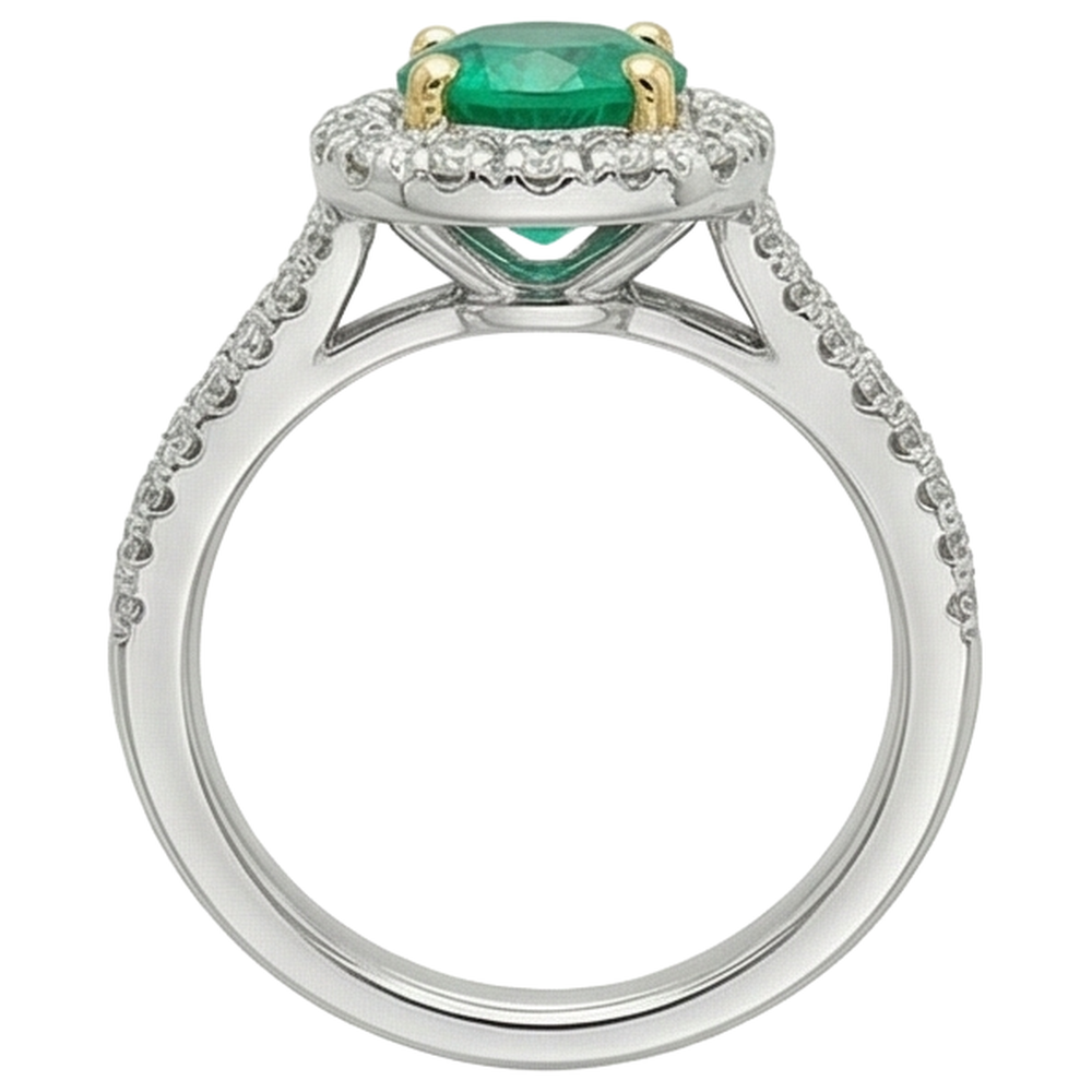 Artisanal Émeraude Fine Bague avec Gemme 2 carats – vue arrière