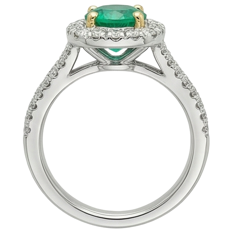 Artisanal Émeraude Fine Bague avec Gemme 2 carats – vue arrière
