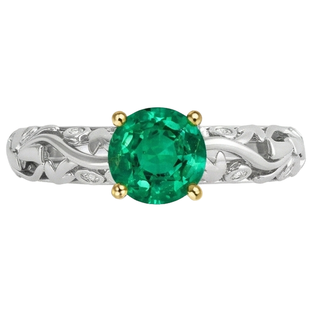 Raffiné Émeraude Fine Bague Pierre de Couleur 2 carats – vue d'angle