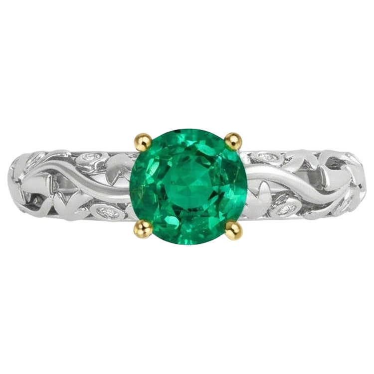 Raffiné Émeraude Fine Bague Pierre de Couleur 2 carats – vue d'angle