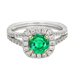 Bague avec Gemme Or Bicolore 14 Carats avec Émeraude Fine – 2