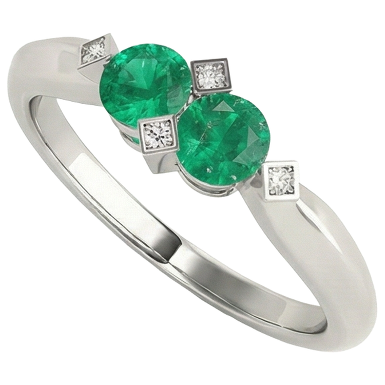 Élégant Émeraude Fine Bague Pierre Précieuse 1 carats – vue d'angle
