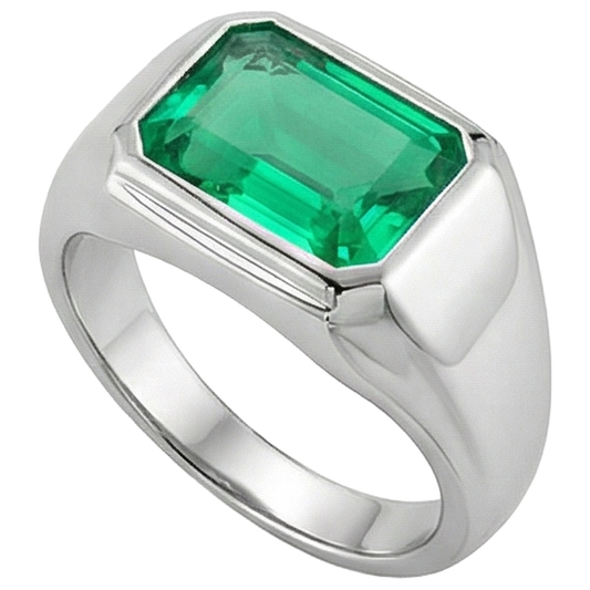 Émeraude Bague Pierre Précieuse 3 carats Or Blanc 14 Carats – vue de face