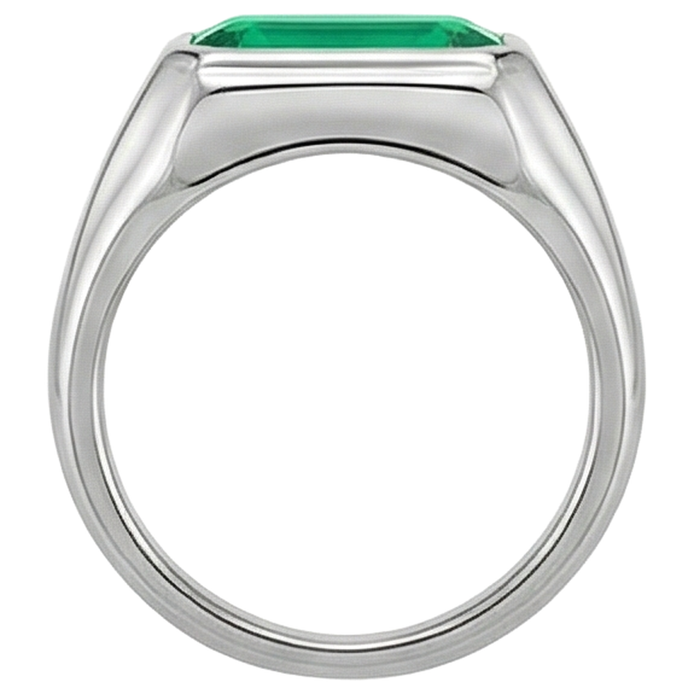 Émeraude Bague Pierre Précieuse 3 carats Or Blanc 14 Carats – vue de dessus