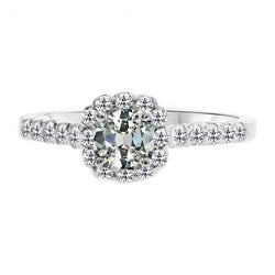 Diamant Taille Old Mine Bague de Fiançailles Halo 3 carats en Or