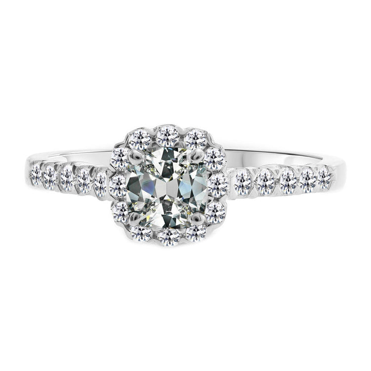 Coussin Antique Diamant bague en Or Blanc 14 Carats – vue principale