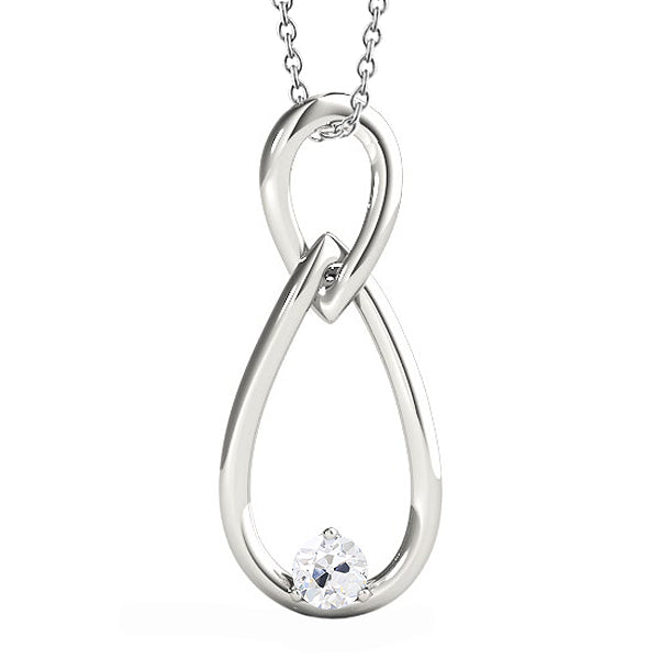 Taille Old Mine Diamant Fin bague en Or Blanc 14 Carats – vue principale