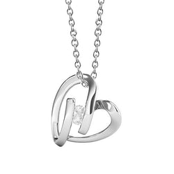 Coussin Antique Diamant Fin Pendentif Goutte en Or Blanc 14
