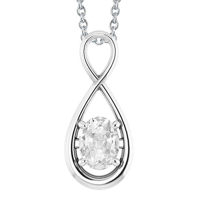 Brillant Taille Old Mine Pendentif en Or Blanc 14 Carats – vue principale