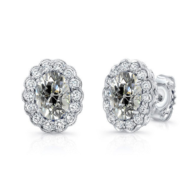 Taille Old Mine Diamant Fin bague en Or Blanc 14 Carats – vue principale