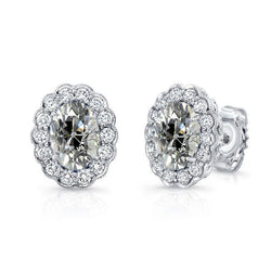 Or Blanc 14 Carats Taille Old Mine Diamant Fin Boucles
