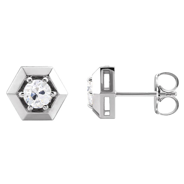 Diamant Fin Puces d'Oreilles 1 carats Or Blanc 14 Carats – vue de face