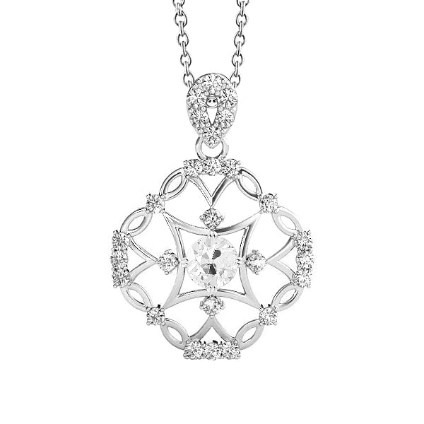 Coussin Antique Brillant bague en Or Blanc 14 Carats – vue principale