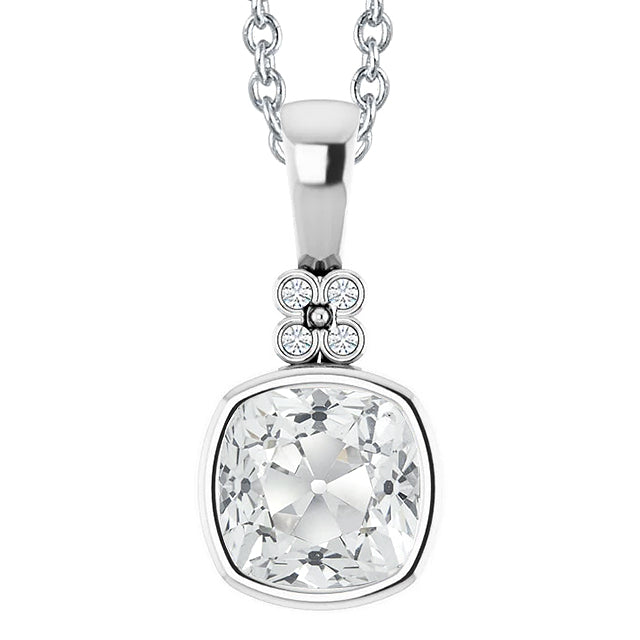 Pendentif Or Blanc 14 Carats avec Brillant – vue principale