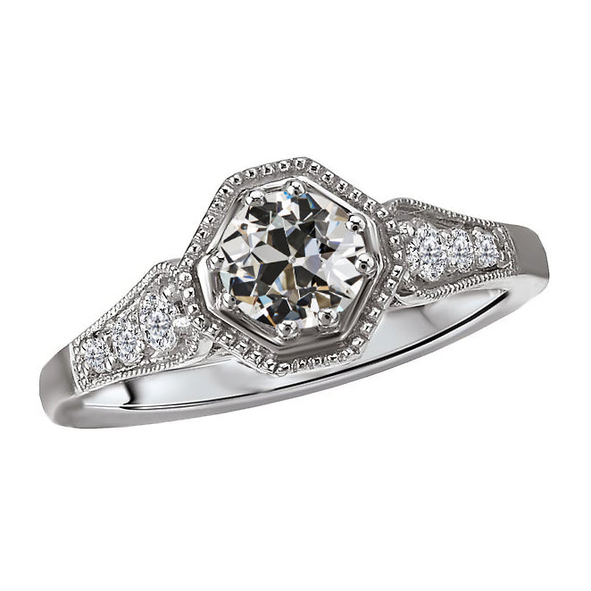Solitaire avec Pierres Latérales Or Blanc 14 Carats avec Brillant – vue principale
