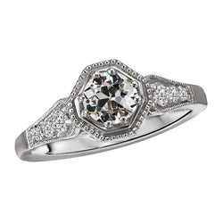 Or Blanc 14 Carats Ancien Brillant Solitaire avec Pierres