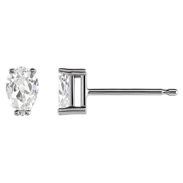 Puces d'Oreilles Or 14K Blanc avec Brillant – vue de face
