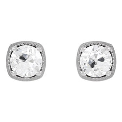 Puces d'Oreilles Or Blanc 14 Carats avec Diamant – 4 carats