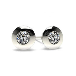 Puces d'Oreilles Or 14K Blanc – Diamant Taille Old Mine 1 carats