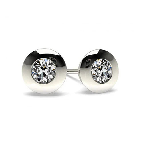 Puces d'Oreilles Or 14K Blanc avec Diamant – vue principale