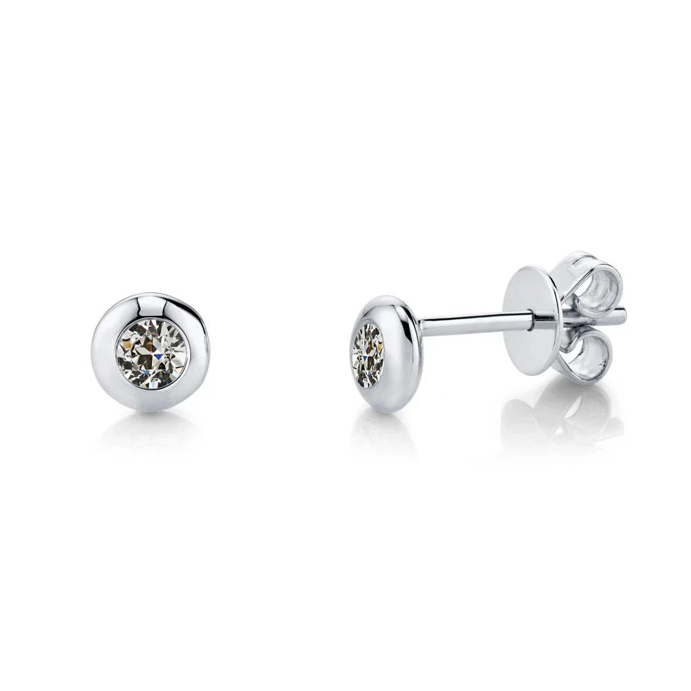 Boucles d'Oreilles Or Blanc 14 Carats avec Diamant Fin – vue principale