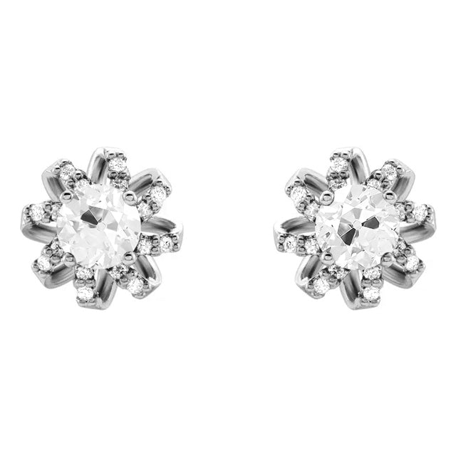 Diamant Pendants d'Oreilles 1 carats Or Blanc 14 Carats – vue principale