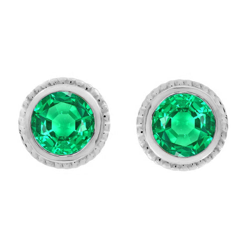 Émeraude Fine Gemstone Earring 2-carats Or Blanc 14 Carats – vue principale