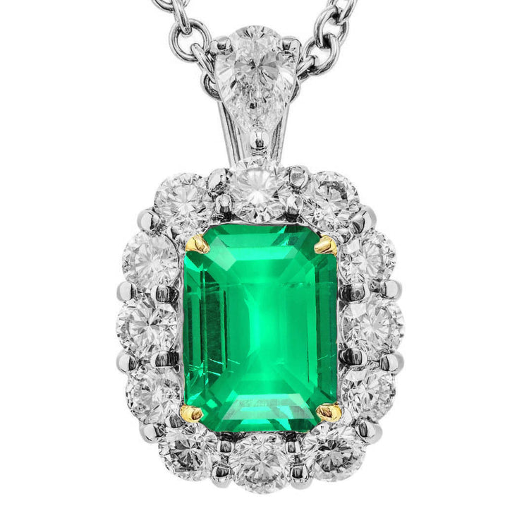 Émeraude Collier Pendentif Pierre 6-carats Or Deux Tons 14 Carats – vue principale