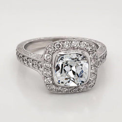 Bague de Fiançailles Halo Or Blanc 14 Carats avec Diamant – 4,50