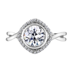 Bague Sertie Halo Or Blanc 14 Carats avec Diamant Fin – 2 carats