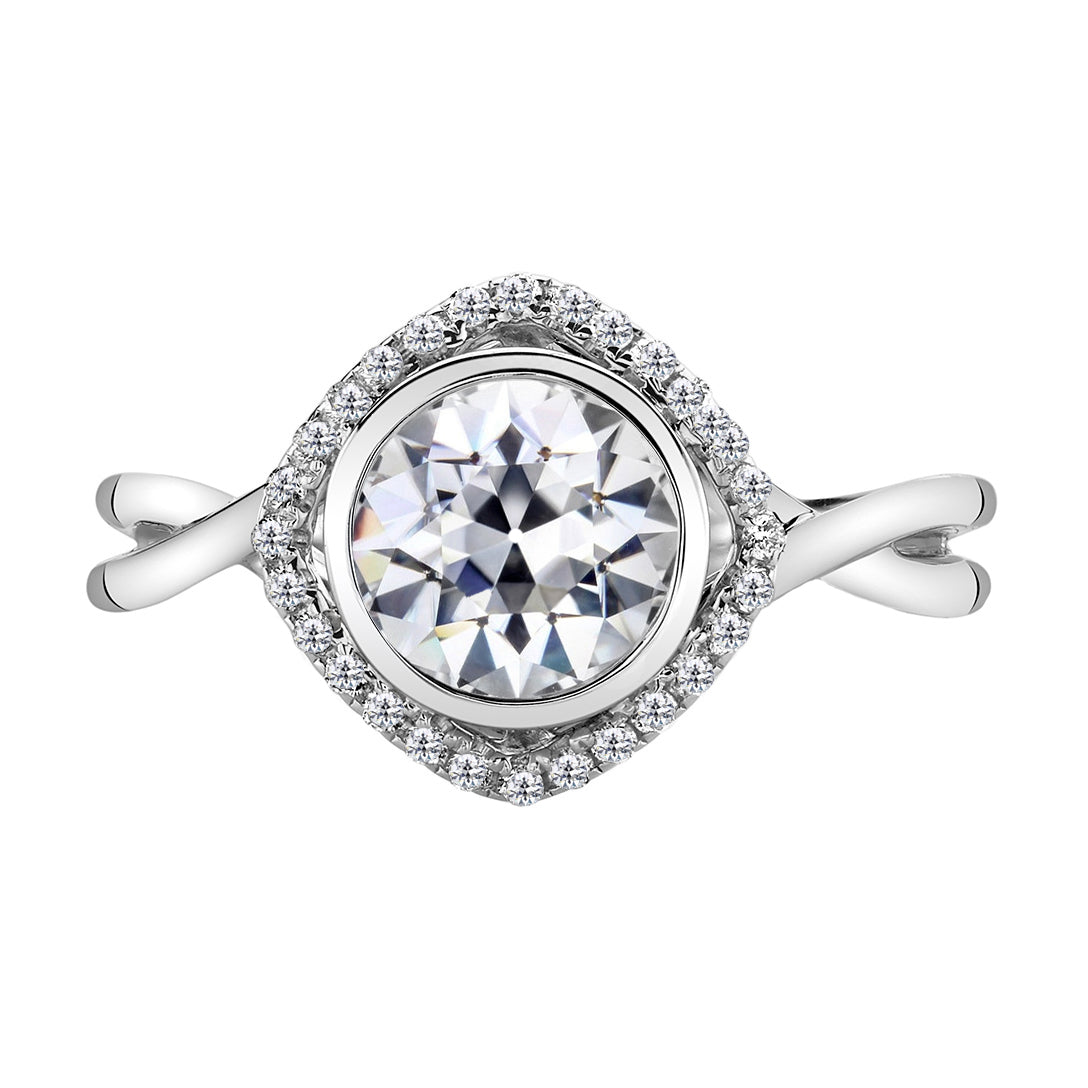 Diamant Fin Bague Sertie Halo 2-carats Or Blanc 14 Carats – vue principale