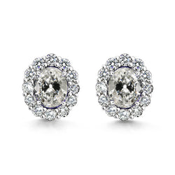 Coussin Antique Brillant Boucles d'Oreilles 1 carats – Or Blanc